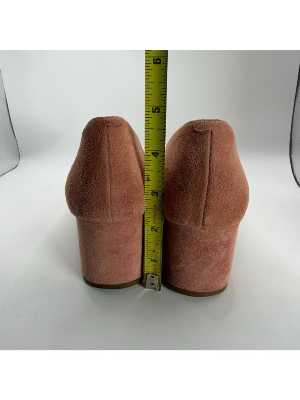Cole Haan Block Heel Suede Pumps 7.5 B Dusty Pink Cap Toe Womens Shoes - Picture 5 of 8